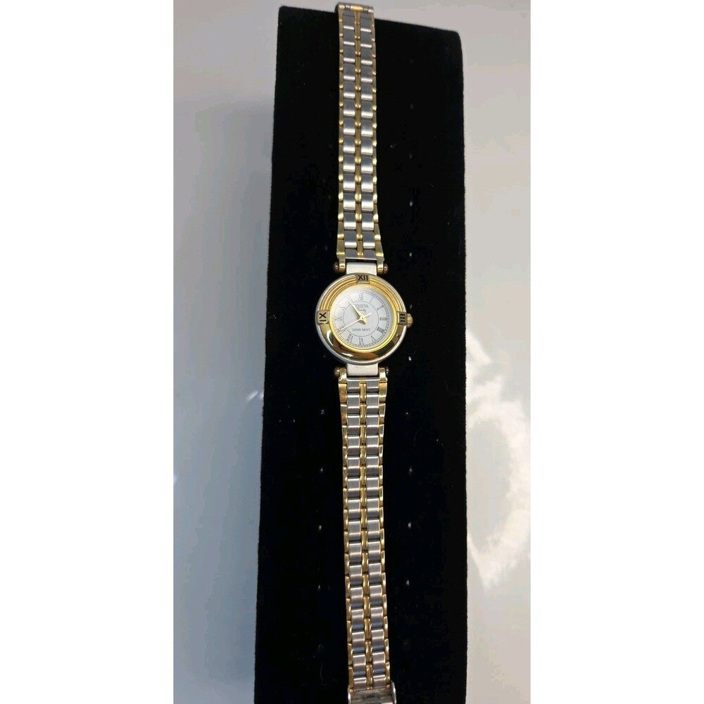 Geneva Gold & Silver Tone Ladies Dress Watch Adjustable Stainless Steel Band EUC